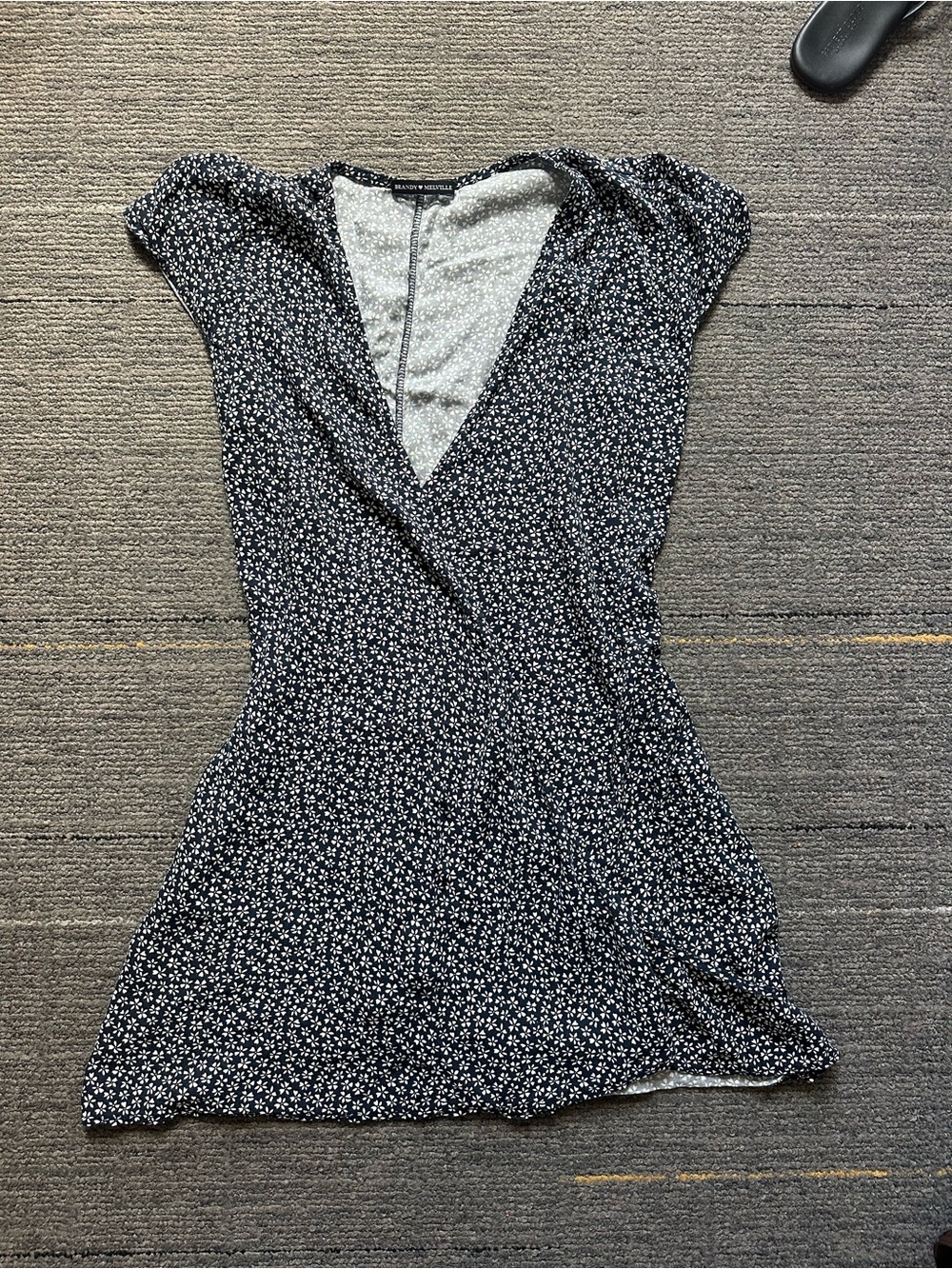 Brandy Melville Black Mini Dress with White Micro Floral Print